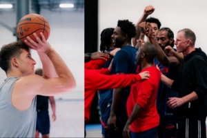 近况不佳&1胜8负！快船发布训练照：小卡给全队鼓劲 哈登心情不错